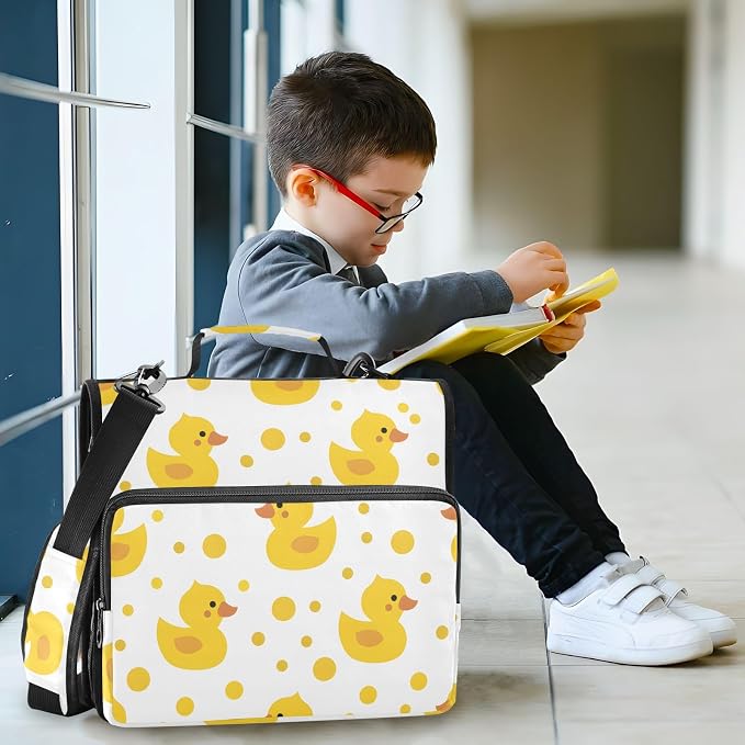 Cute Yellow Ducks 3 Ring Binder Bag 1.5 inch Binder Organizer with Zipper Shoulder Strap 500 Sheet Documents Storage for School Office