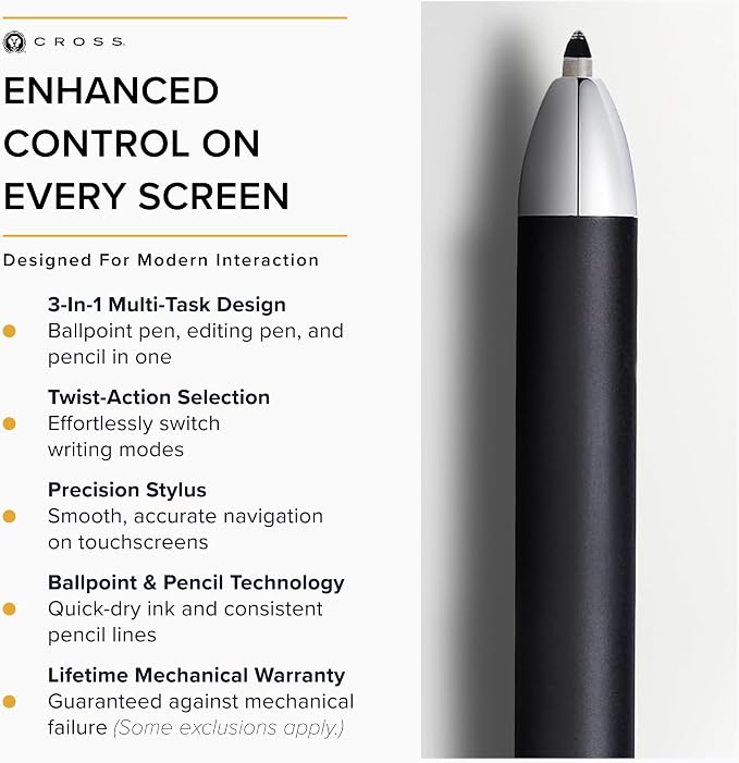 Cross Tech3+ Satin Black Multifunction Pen, Black Ink, Corporate Gift