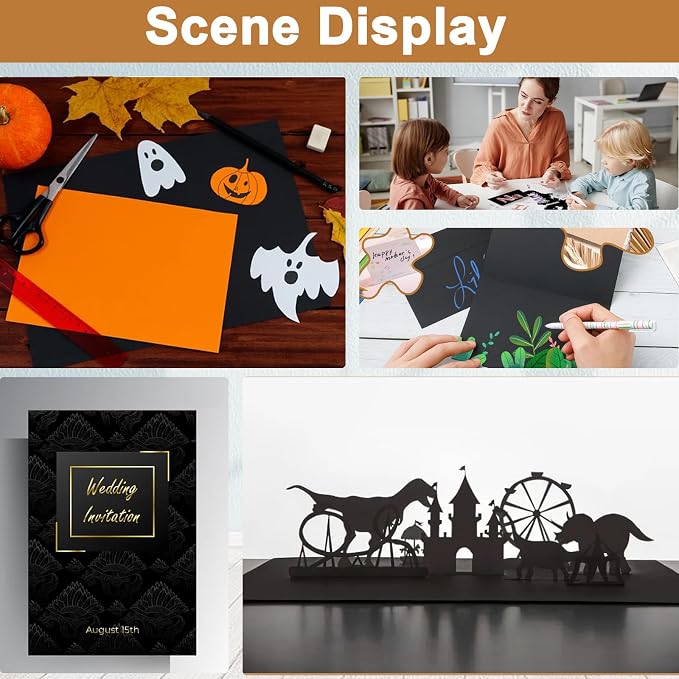 Silunkia 28 Sheets Black Cardstock 8.5 x 11 for Halloween 92lb | Heavyweight Black Paper Card Stock for DIY Cards, Scrapbooking, Greeting Cards, Invitations, Party