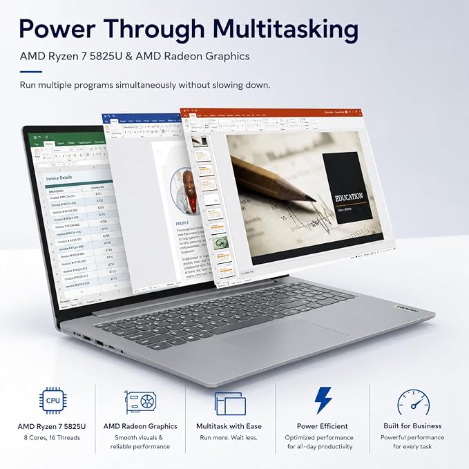 Lenovo Slim 3 Touchscreen Business Laptop, Ryzen 7 5825U Processor (Beats i7-1355U), 15.6" FHD LED Display, 16GB RAM, 1TB PCIe SSD, SD Card Reader, WiFi 6, Windows 11, WOWPC Recovery USB