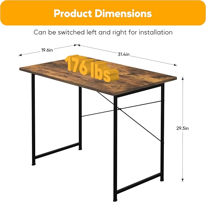 Small Space Writing Desk with Headphone Hooks, Modern Simple Design, Suitable for Study, Home Office and Living Room