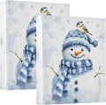 Winter Snowman Bird Snowflake Blue and White 3 Ring Binder 1.5" Decorative D-Ring Binder with Clipboard&3 Clear Pockets, Holds 200 Sheets A4 Size Paper Waterproof Binders for School Home Office|2 Pack