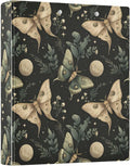 3 Ring Binder Moon Moth Green Boho 1.5 inch Binders Three Ring Binders with Clipboard Fit 8.5'' x 11'' Paper 3 Interior PVC Clear Pockets for Office Supplies