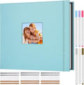 12x12in Photo Keeper Scrapbook Album, Turquoise | 3-ring leather binder, 50 sleeves/100 pages, PVC protected acid-free, wedding travel family memory book