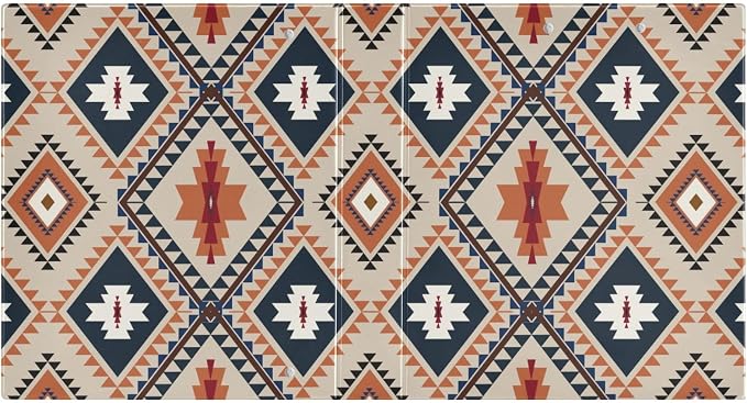 3 Ring Binder 1.5 Inch Western Geometric Ethnic Striped Clipboards Binders with Interior Pockets Round Ring Binder for Office Supplies and School