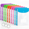 10 Pack Binder Folders with Pockets 11 Holes Expandable Dividers for 2/3/4 Ring Document Pouch with Velcro Button & Label Loose-Leaf Transparent Binder Organizer for School Home Office