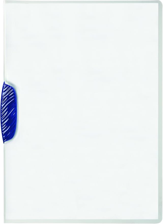 Durable Report Cover with SWINGCLIP - Letter-Size 8.5" x 11" Inches - Holds Up to 30 Pages - Clear Cover and Dark Blue Border - Pack of 5