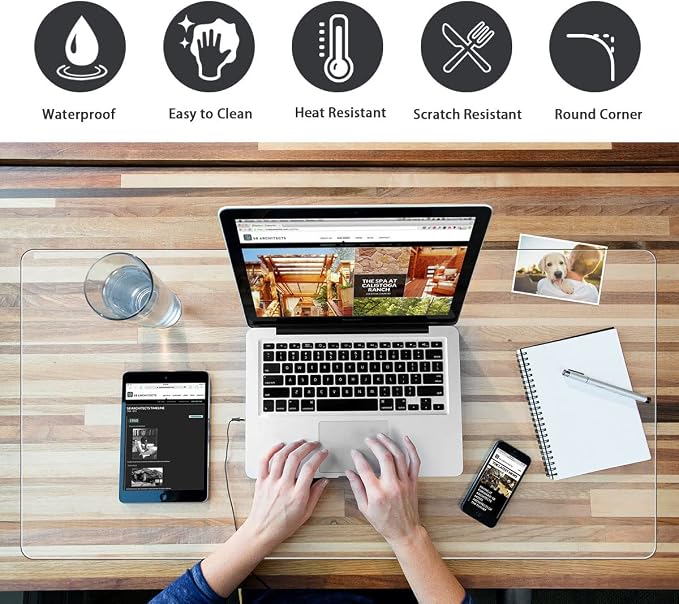 Clear Desk Mats on Top of Desks 24 x 60 Inch Multifunctional Desk Pad Large Office Desk Protector with Mouse Pad Transparent Table Protector Non-Slip Plastic Desk Writing Mat for Office Home