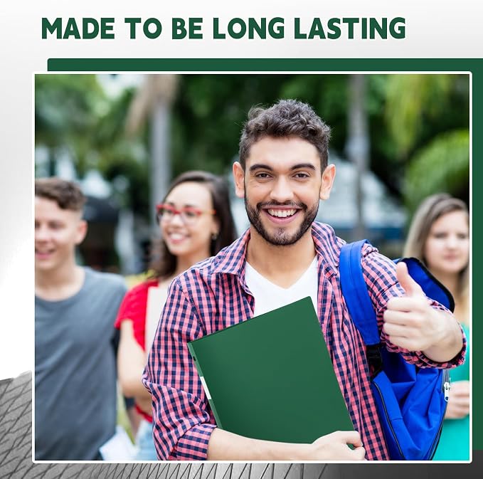 Henoyso 24 Pcs 1.5 Inch 3 Ring Binders, Letter Size,Dark Green | Binders Bulk, Holds 350 Sheets, Round Rings, Durable Flexible PP Plastic Covers, Pockets Labels, School Office Supplies