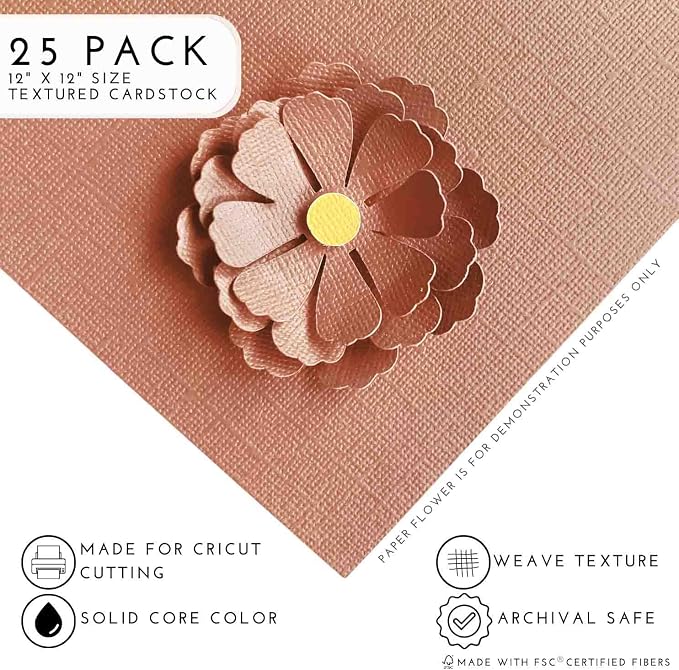 SANDY BEACH—12x12 Textured Cardstock | 80lb Textured Brown/Tan Scrapbook Paper | Premium Cardstock for Cricut Cutting | 25 Sheets