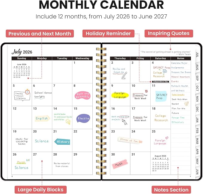 ZOTIA Planner 2026-2027 Weekly & Monthly Calendar Planner Jul 2026-Jun 2027