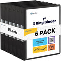 Enday 1 Inch Binder (6 Pack - Black) 3 Ring Binder 1 inch with Clear View Cover and 2 Inside Pocket - for Letter Size 8.5 x 11'' Paper, Ideal for School Supplies, Office, and Home