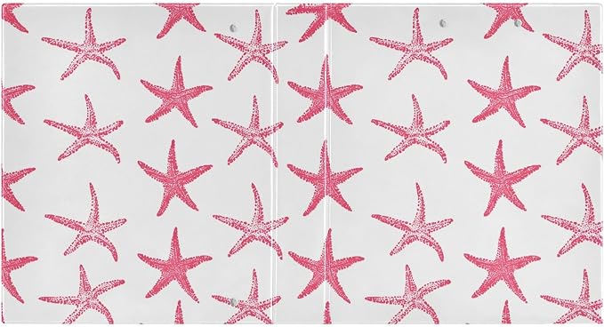 Pink Starfish Nautical Coastal Ocean C 3 Ring Binder with 2 Interior Pockets 1.5 inch Binders 3 Ring Heavy Duty Fit 8.5" x 11" Letter Size for Office School, 2 Pack