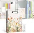 3 Ring 1 Inch Binder Organizer, BVSSX Three Ring Binders with Clipboard, 5-Tabs Pockets Dividers, Plastic Folder, 18 Divider Stikers,Pen Loop (Weeds, Letter Size)