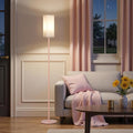 Floor Lamp, Pole Lamp with Foot Switch, Modern Standing Lamp Shade, Minimalist Freestanding Lamp (Bulb Not Included), for Living Room, Bedroom Office ETL Listed, Pink and White PCW07LD05