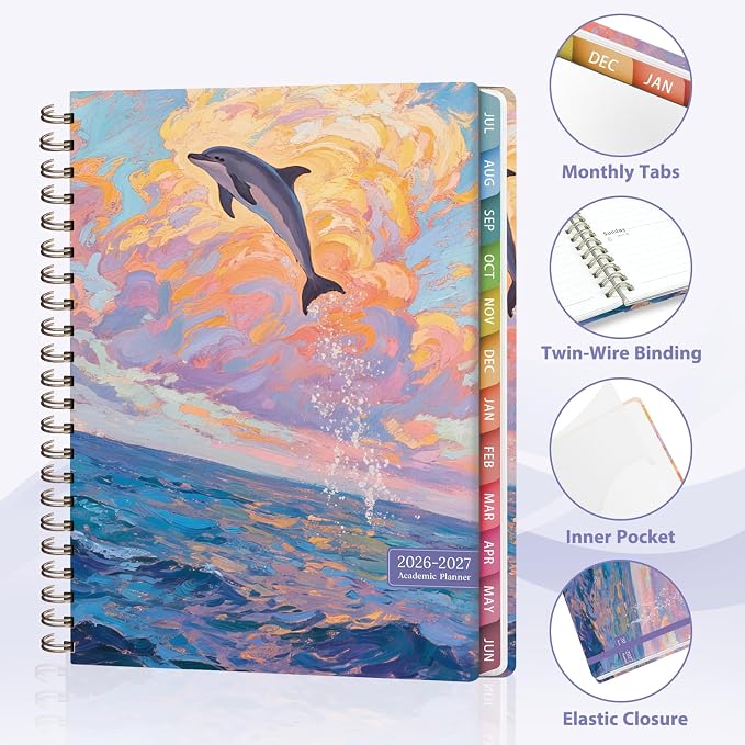 Planner 2026-2027, Weekly and Monthly Academic Year Calendar Planner, July 2026 - June 2027, Daily Agenda Book for Office School Supplies, Letter Size(8.5'' x 11'')