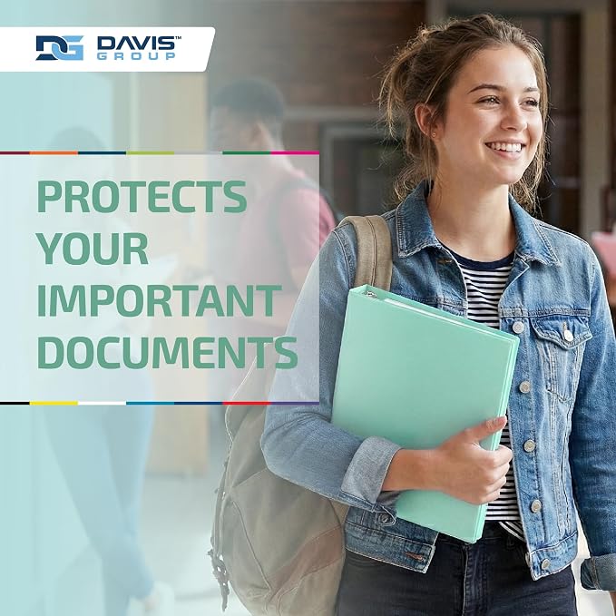 Pack of 6 Premium View Binders, Ring Binders with Clear-View Cover and Interior Pockets, Pastel Color Options, 1 Inch, Mint