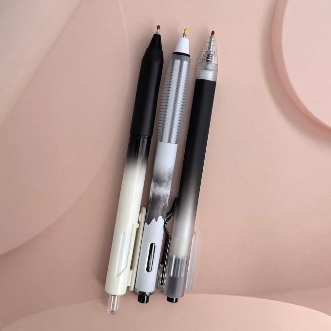 Fengtaiyuan Retractable Gel Pens, 0.5mm Fine Point Black Ink, Quick Dry No Smudge Gel Pens with Comfort Grip, Smooth Writing for School Office Note Taking, 6 Pack