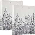 Flowers and Plants 3-Ring Binder 1.5 Inch 2 Pack Round Ring Binder Holds 200 Sheets with 3 Inside Pockets for Office Home Organization