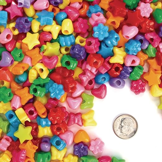 Colorations Fun Shapes Pony Beads, 1 lb, 1,800 Pieces | Resealable Stand-up Storage, Accent Beads, Hair Accessory, Slime, Stringing, Learn, Teachers, Kids, Arts & Crafts Supplies