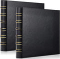 ReliThick 2 Pcs Vintage Hardback Leather 3 Ring Binder, 1 Inch D Rings Holds 200 Sheets, Professional Binder Organizer, Planner, for School and Office Supplies(Black)