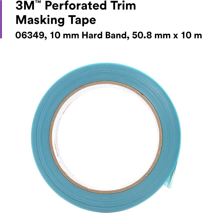 3M Perforated Trim Masking Tape 06349, 10 mm Hard Band, 50.8 mm x 10 m | Molding Paint Protection; Trim Lifting Tape; Hand Tearing