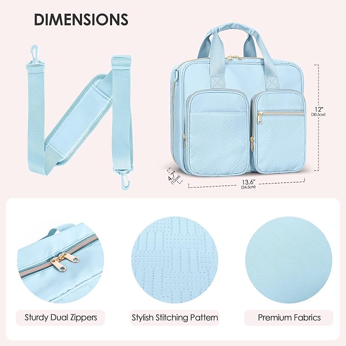 3 Ring Zipper Binder, 2 Inch Ring Binder Organizer Bag with Strap | Binder Bag Fits 13" Laptop & 500 Sheets, Detachable Shoulder Strap, Large Capacity Zip Up Portfolio Folder Bag for Office