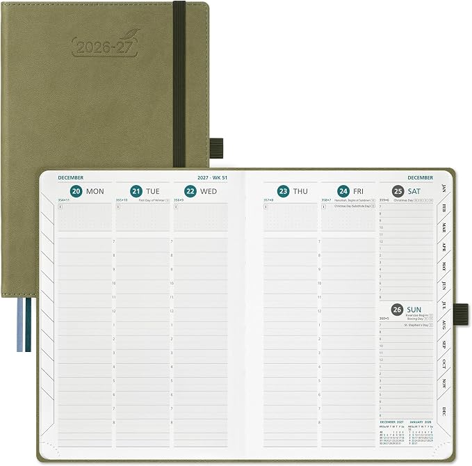 BEZEND Planner 2026-2027 Weekly and Monthly, Hourly Timeslot (A5-6"x8.5")