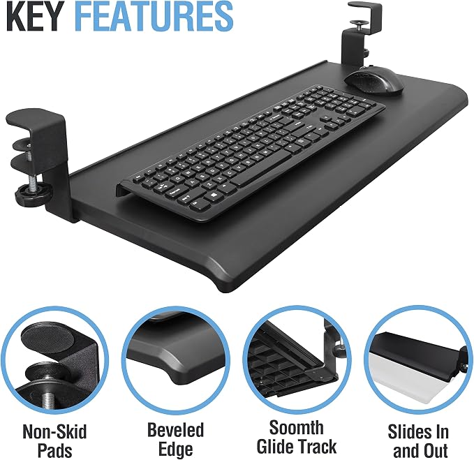 Max Smart Ergonomic Small Clamp On Keyboard Tray and Clamp on Cup Holder