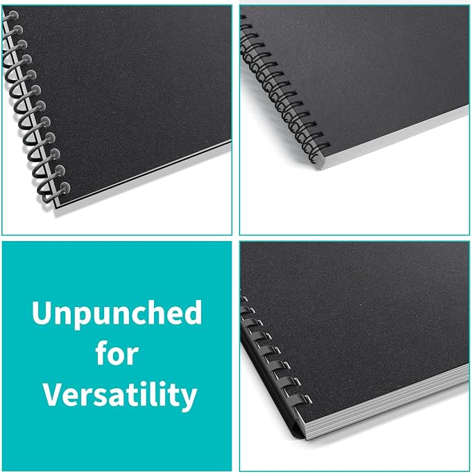 Binditek 20 Mil Sand-Textured Binding Covers, Letter Size, Black, 10 Pack | Plastic Binding Covers, 8.5" x 11", Subtle Matte Finish, Square Corners, Unpunched, Ideal for Business Reports and Proposals