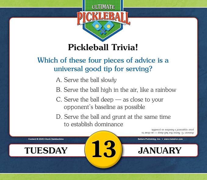 Ultimate Pickleball 2026 Daily Desk Calendar: Boxed Page-a-Day Sports Trivia Calendar with Day-to-Day Tips, Techniques & Fun Facts for Pickleball Players
