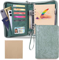 A5 Binder 6 Ring with Zipper, Portable Planner for Travel & Study | Faux leather A5 planner with detachable 6 rings, lined pages, pouches, card slots and pen holder for daily use.
