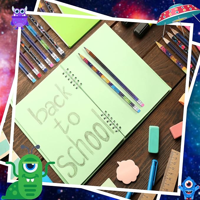 Geyee 36 Pcs Space Pencils Hawaiian Shark Themed Party Favors, Space