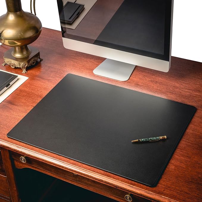 Dacasso Black Leather Desk Mat/Desk Protector/Gaming Pad/Mouse Pad/Desk Pad, 24 x 19, PR-1019