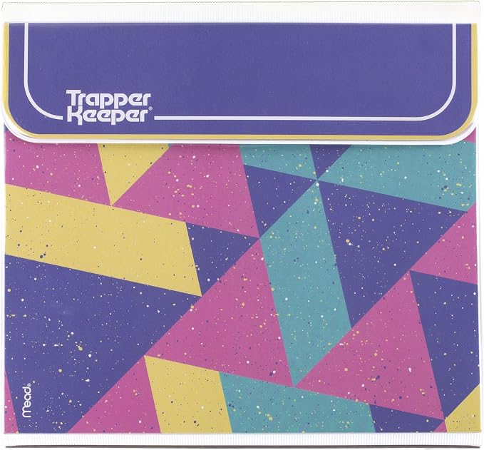 Mead Trapper Keeper Binder, Retro Design, 1 Inch Binder with Folders and Pockets, Holds 8-1/2" x 11" Paper, Colorblock (260038FN-ECM)