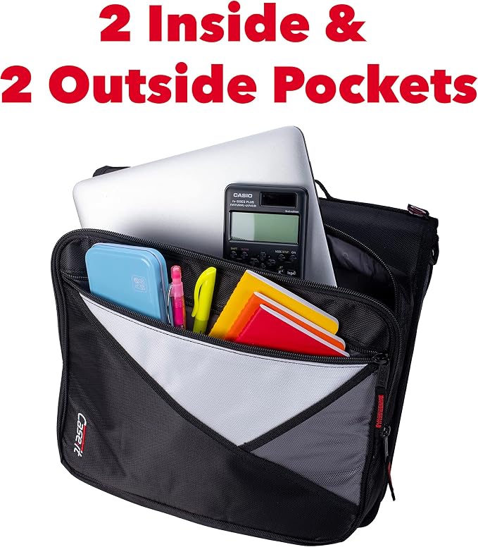 Case-it School Zipper Binder | 2" O-Rings | 400-Sheet | LT-007 Mint Blue | Universal, 13-Inch Laptop/Tablet Padded Pocket, Multiple Storage Pockets, Shoulder Strap, School & Office Organizer