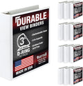 Samsill Durable 3 inch 3 Ring Binder, D Ring Binder, 100% Recycled Chipboard, White, 12 Pack