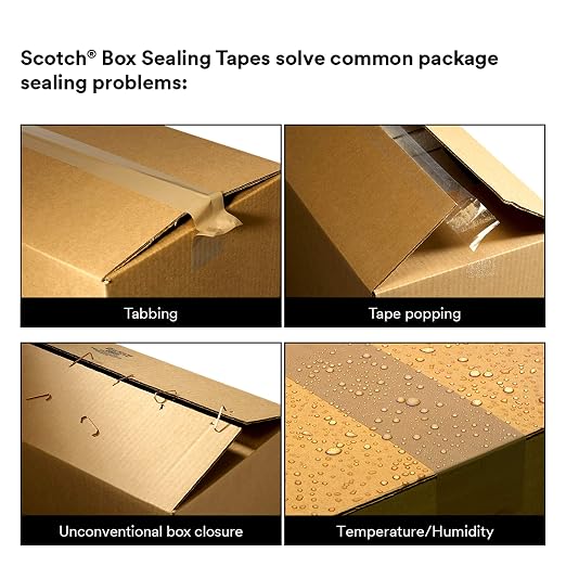 3M Scotch 375 Industrial-Grade Packing Tape, Clear, 48 mm x 50 m