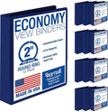 Samsill 2 Inch 3 Ring Binders, Economy Round Ring, Clear View Cover, 425 Sheet Capacity - for School, Home, Office - Blue, 12 Pack
