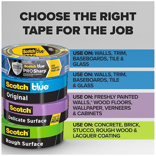ScotchBlue Original Multi-Surface Painters Tape, 1 Inch Wide (0.94 in. x 60 Yds), 6 Rolls, Blue Paint Tape Protects Surfaces and Removes Easily, Masking Tapes for Indoor and Outdoor Use (2090-24EP6)