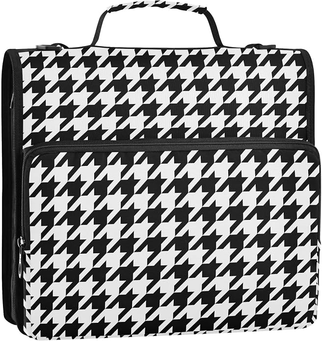 Zipper Binder Bag 3 Ring File Folder Portfolio Organizer Zippered Binder Bags with Strap Fits Laptop Women Men