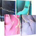 Colarr 4 Pcs Mini 3 Ring Economy Binders for 5.5" x 8.5" Paper for School, Office and Home Use, Cute Marble Small 1 Inch Round Three Ring A5 Binders with Elastic Cord, Decorative Hardcover