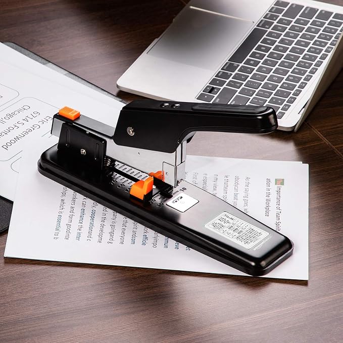 Amazon Basics Heavy-Duty Stapler, 90 Sheets High Capacity, Non-Slip, Large Office Stapler with 1000 Staples, Black