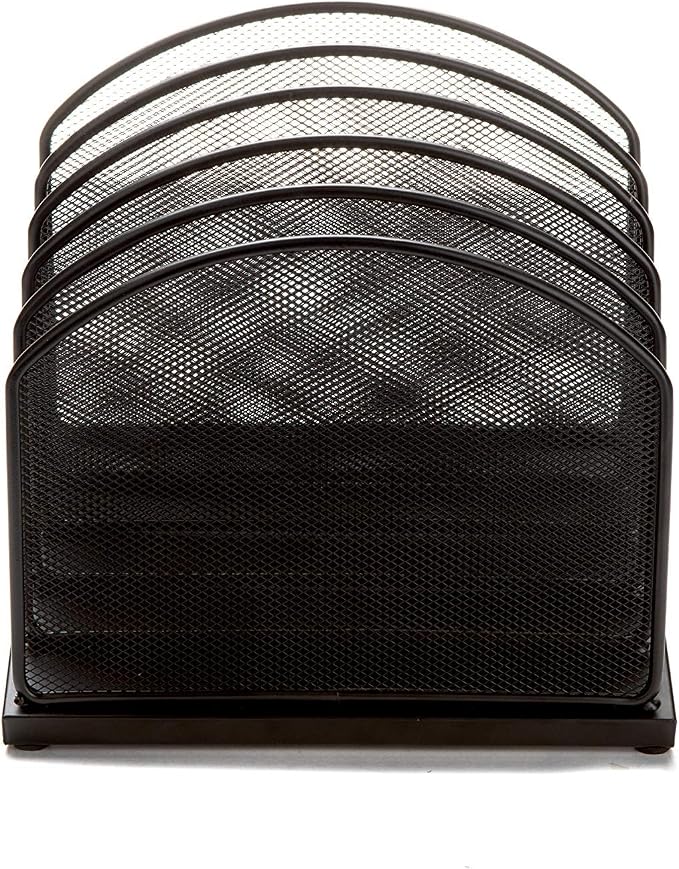 Mind Reader Vertical File Storage, Desktop Organizer, Mail Sorter, Office, Metal Mesh, 11.14"L x 7.28"W x 11.22"H, Black