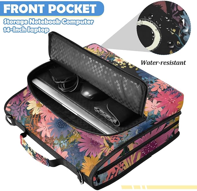 Cute Cat Zipper Binder File Organizer Bag 3 D-Ring | with Shoulder Strap, Holds 500 Sheets & 14in Laptop, 3 Ring Binder for Office Supplies