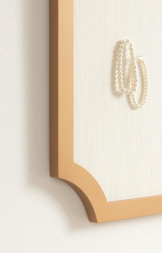 Kate and Laurel Holbrook Glam Framed Scallop Fabric Pinboard, 15 x 24, Gold, Decorative Modern Scalloped Bulletin Board for Use as Vision Board or Wall Organization