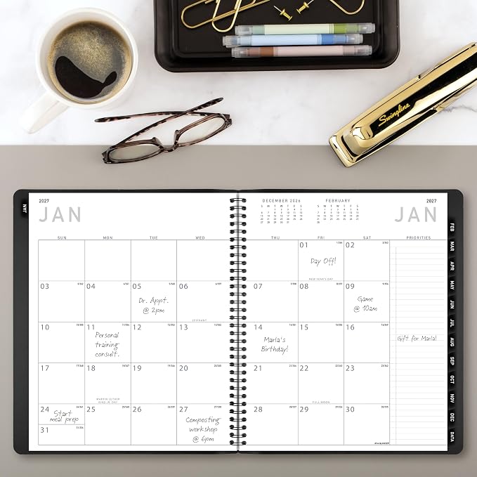 AT-A-GLANCE 2027 Planner, Monthly, 9" x 11", Contemporary, Black (70260X0527)