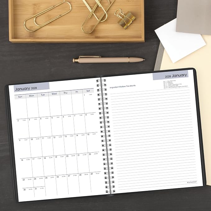 AT-A-GLANCE 2027 Planner, Weekly & Monthly, 7" x 8.75", Executive Soft Cover, DayMinder, Black (G5460027)