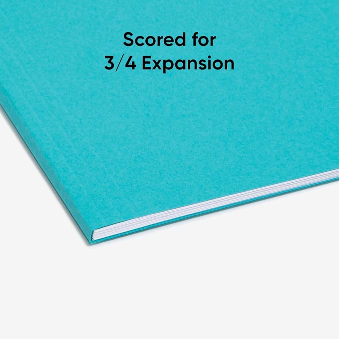 Smead Standard Hanging File Folders, 25 Count, Aqua Blue, 1/5-Cut Adjustable Tabs, Letter Size (64058)
