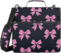 3 Ring Zipper Binder with Shoulder Strap Pink Bow Tie Black 2 Inch Zippered Binder Bag 500 Sheet Capacity Multi Pockets for School Supplies